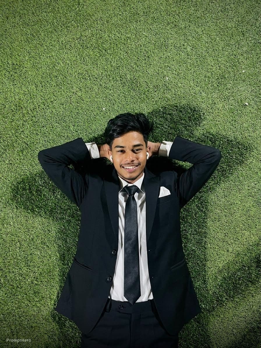 AI generated: A stylish black suit picture with 100% face accuracy 