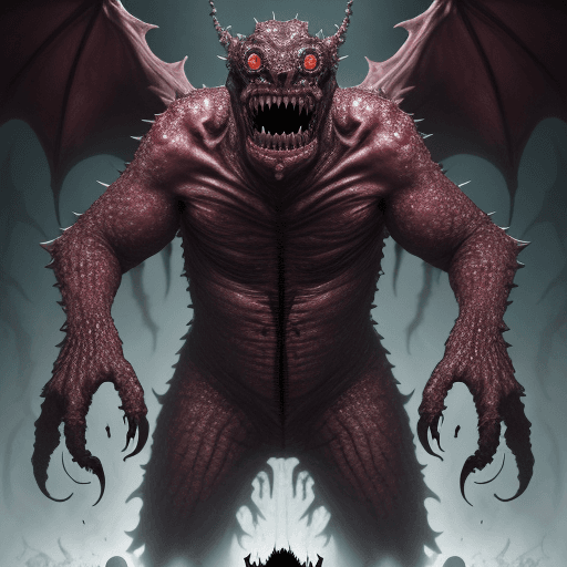 AI generated:  high quality foto of a big transparent monster, moster with grimaces and big very long teeth, every...
