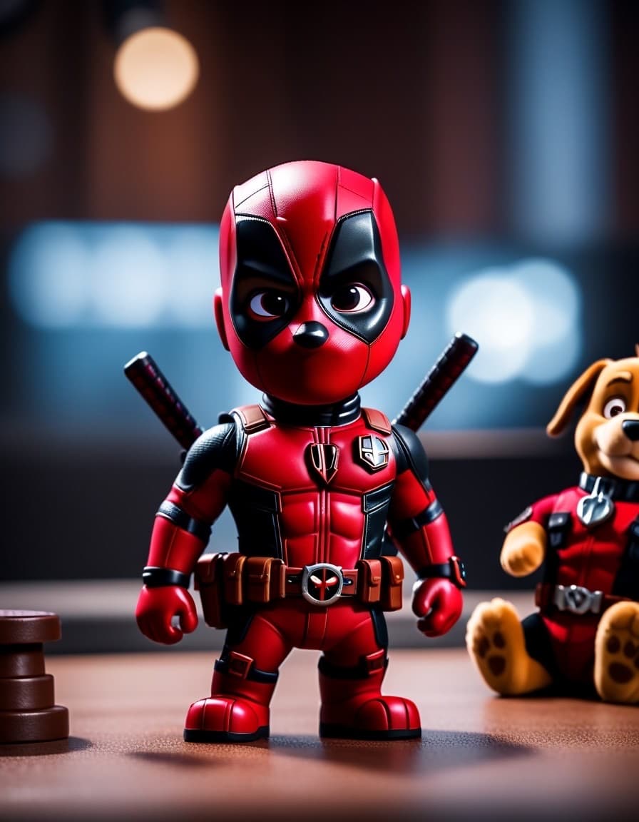 AI generated: Deadpool, style of Paw Patrol, no uniform