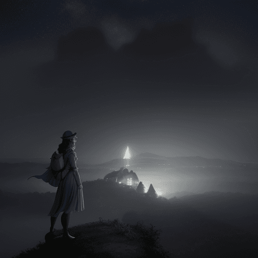 AI generated: Imagine une scène nocturne où un personnage, peut-être un jeune explorateur ou une figure mystérieus...