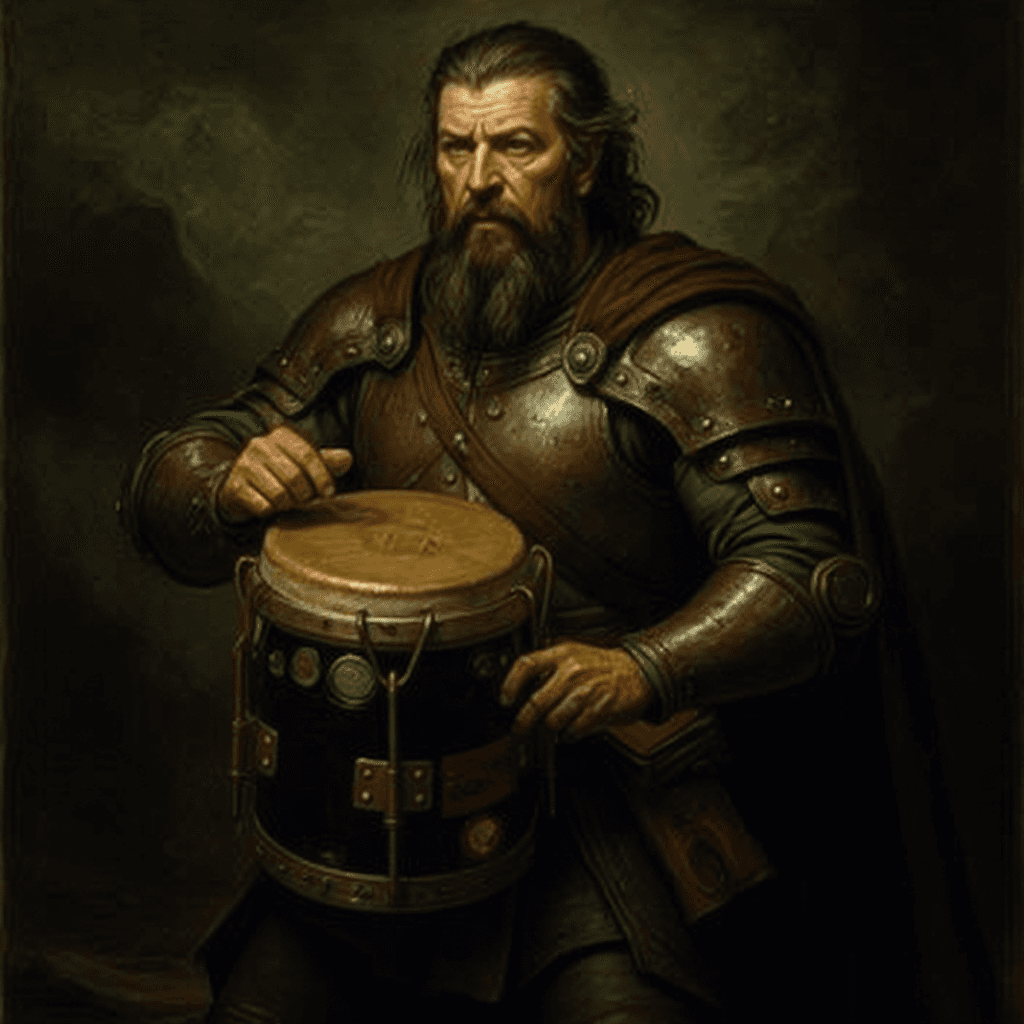 AI generated: detailed full body concept art illustration, dark soft focus, plague style oil painting on canvas of...
