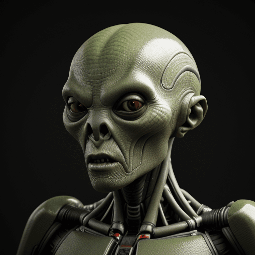 AI generated: humanoid alien species kazok hyper realism, high detail, octane render, 8k