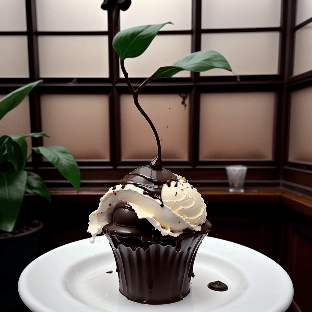 AI generated: a photo indoors of cluttered [[[greenhouse]]] chocolate filled with (giant chocolate flower made of ...