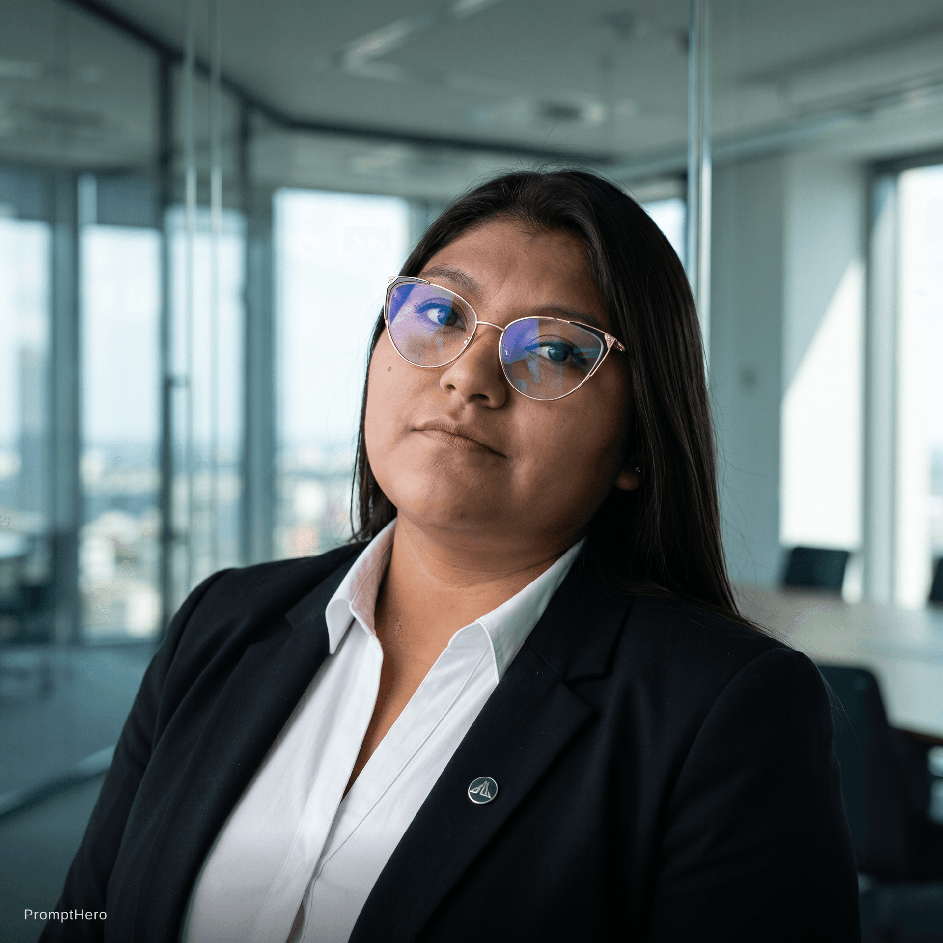 AI generated: Portrait photography, normal women close up on face photo of a 21-year Polish girl confident CEO wit...