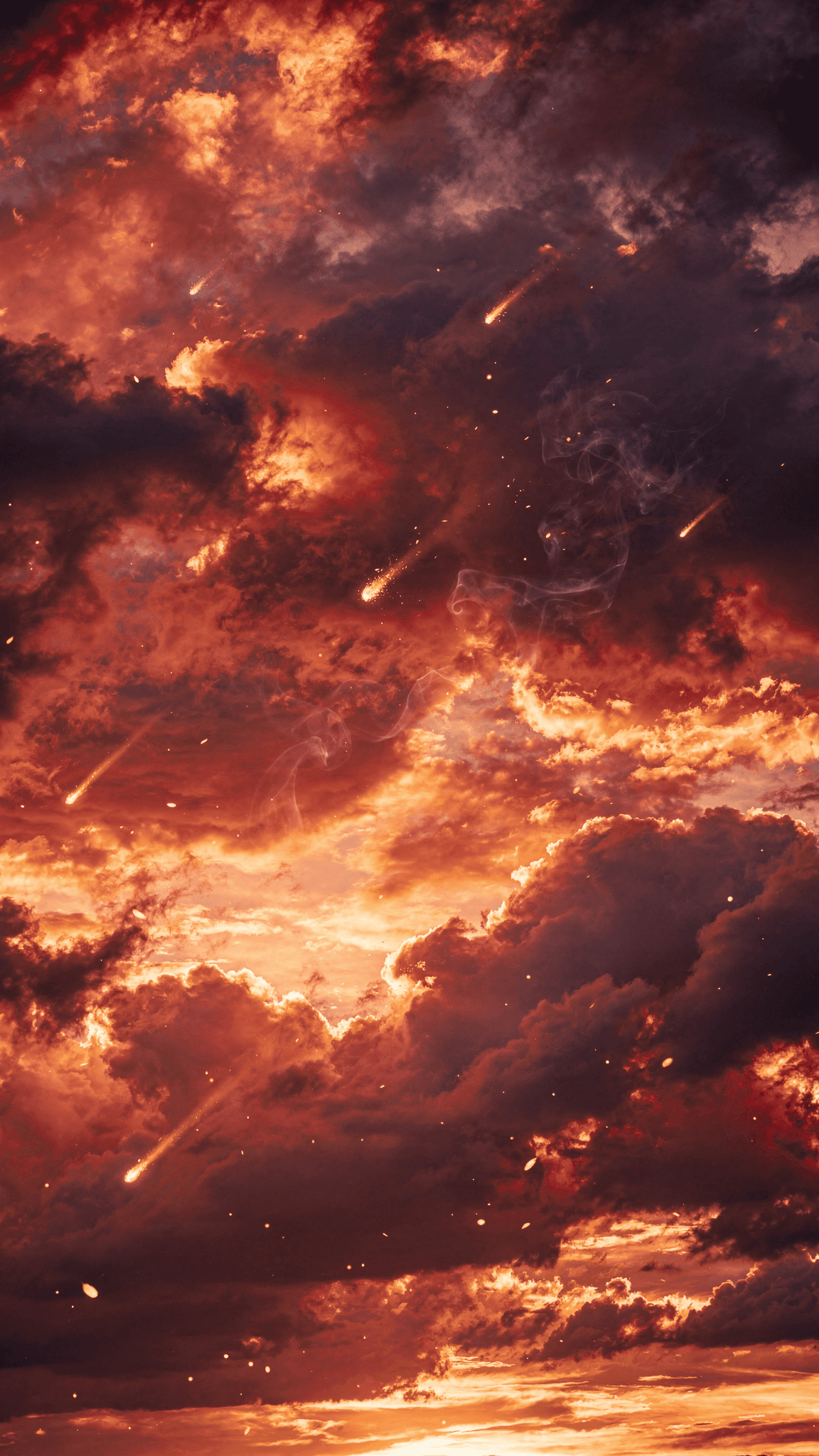 AI generated: in the sky with burning clouds and sparks