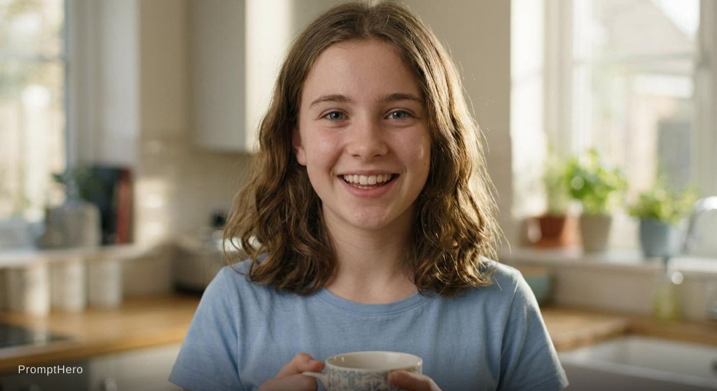 AI generated: create an  ultra  realistic  video, girl says“.   Good morning everyone ”