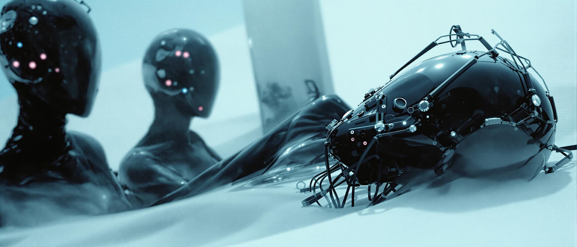 AI generated: cinematic photography, haze cinematic scene , of a woman wearing a black latex clothes and a black f...