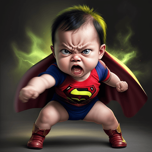 AI generated: angry baby super hero from indonesia

