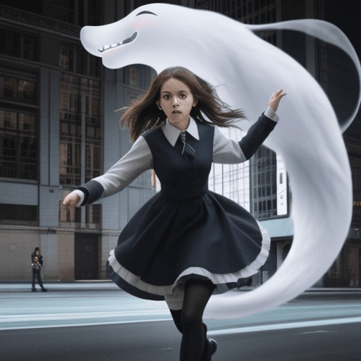 AI generated: a girl chase by ghost
