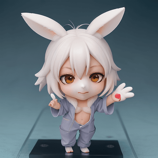 AI generated: Cute and adorable cartoon anthropomorphic rabbit in delivery suit an anime nendoroid , fantasy, ears...
