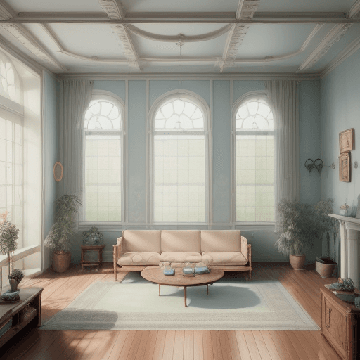 AI generated: High resolution photography interior design, dreamy sunken living room conversation pit, wooden floo...