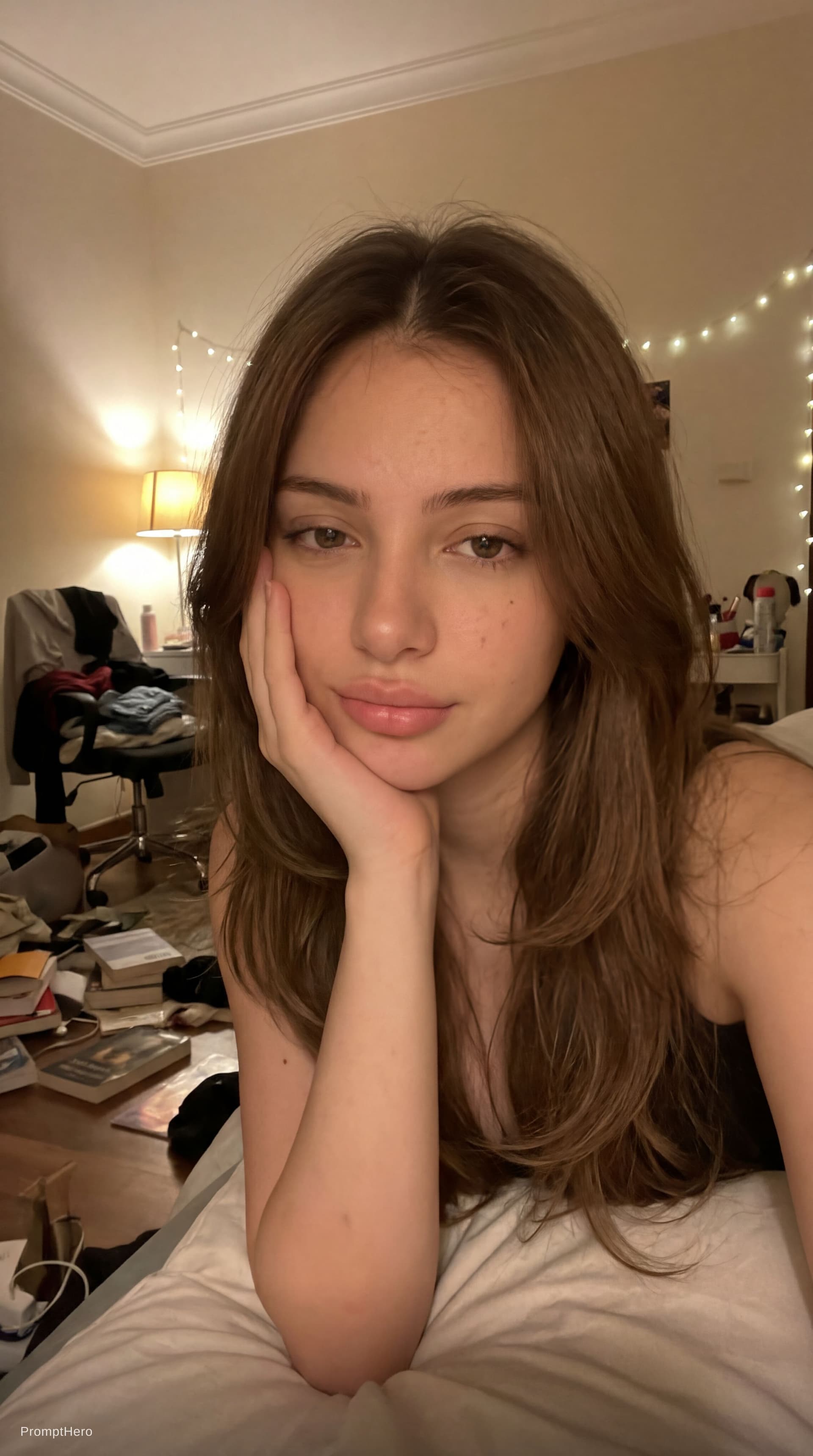 AI generated: Take the face from the input picture. An extremely mediocre iPhone front camera selfie, with no clea...