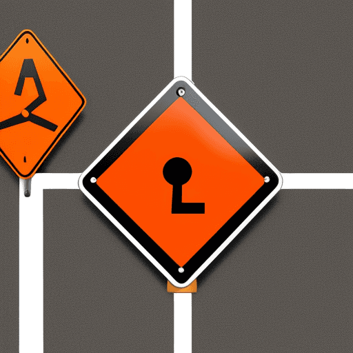 AI generated: traffic sign with single direction lock all twisted