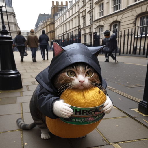 AI generated: hombre sosteniendo un gato egipcio en londres