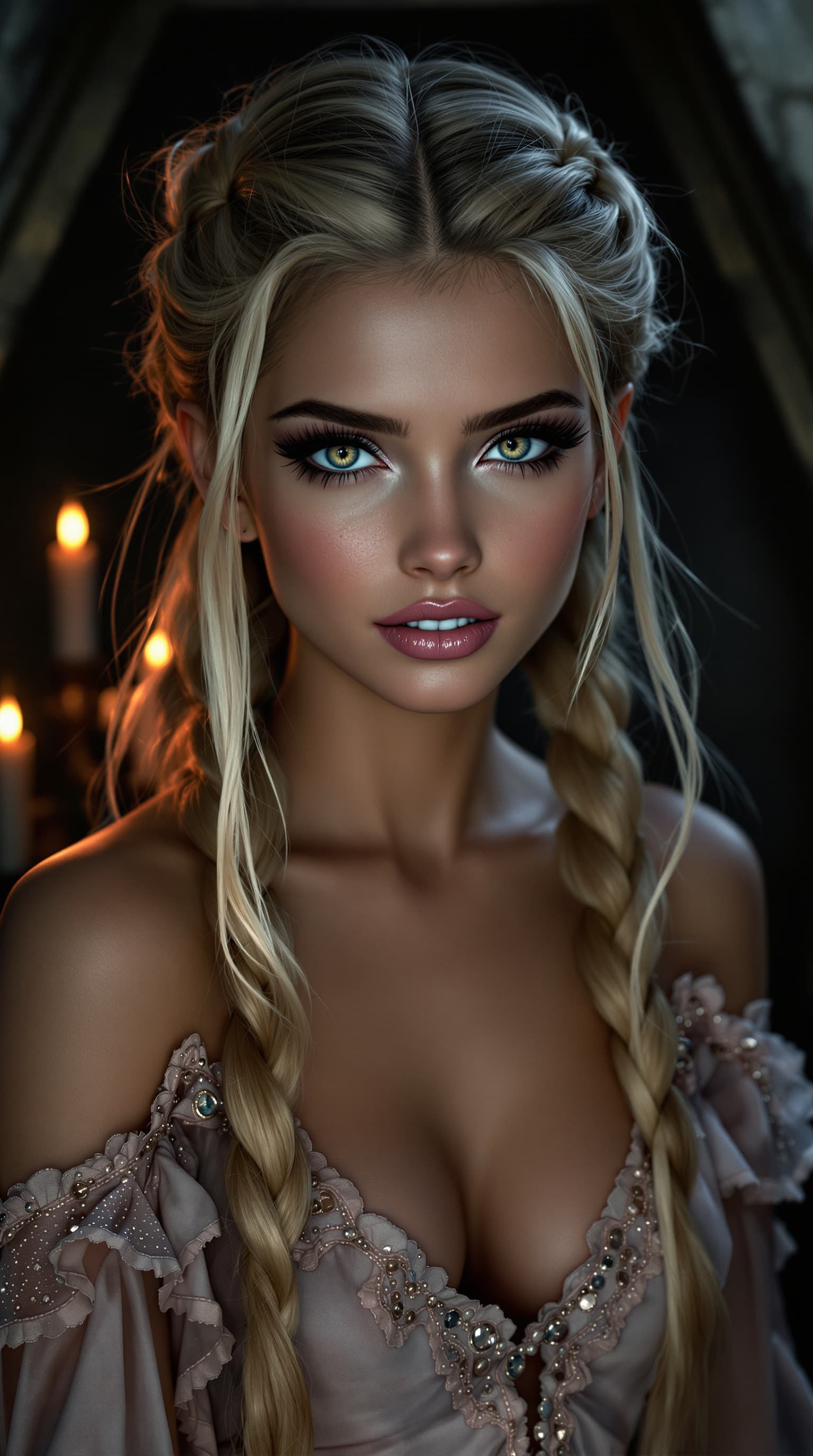 AI generated: A professional photo of the most beautiful seventh-grade girl in the world, depicted as a vampire, w...