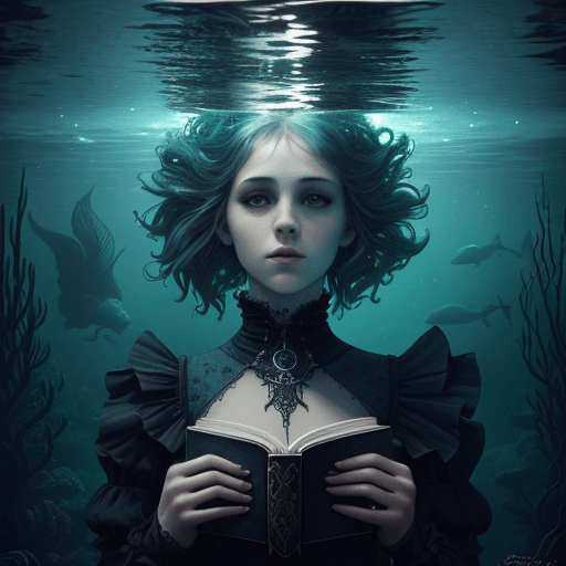 AI generated: the cover of the book, in the style of intricate underwater worlds, gothic romance, photorealistic p...