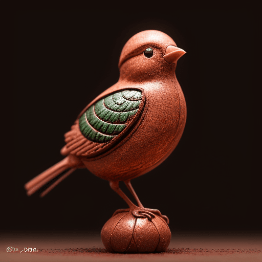 AI generated: a little bird made of a fresh cocoa fruit  that has been cut open, standing over a cocoa flowerphoto...