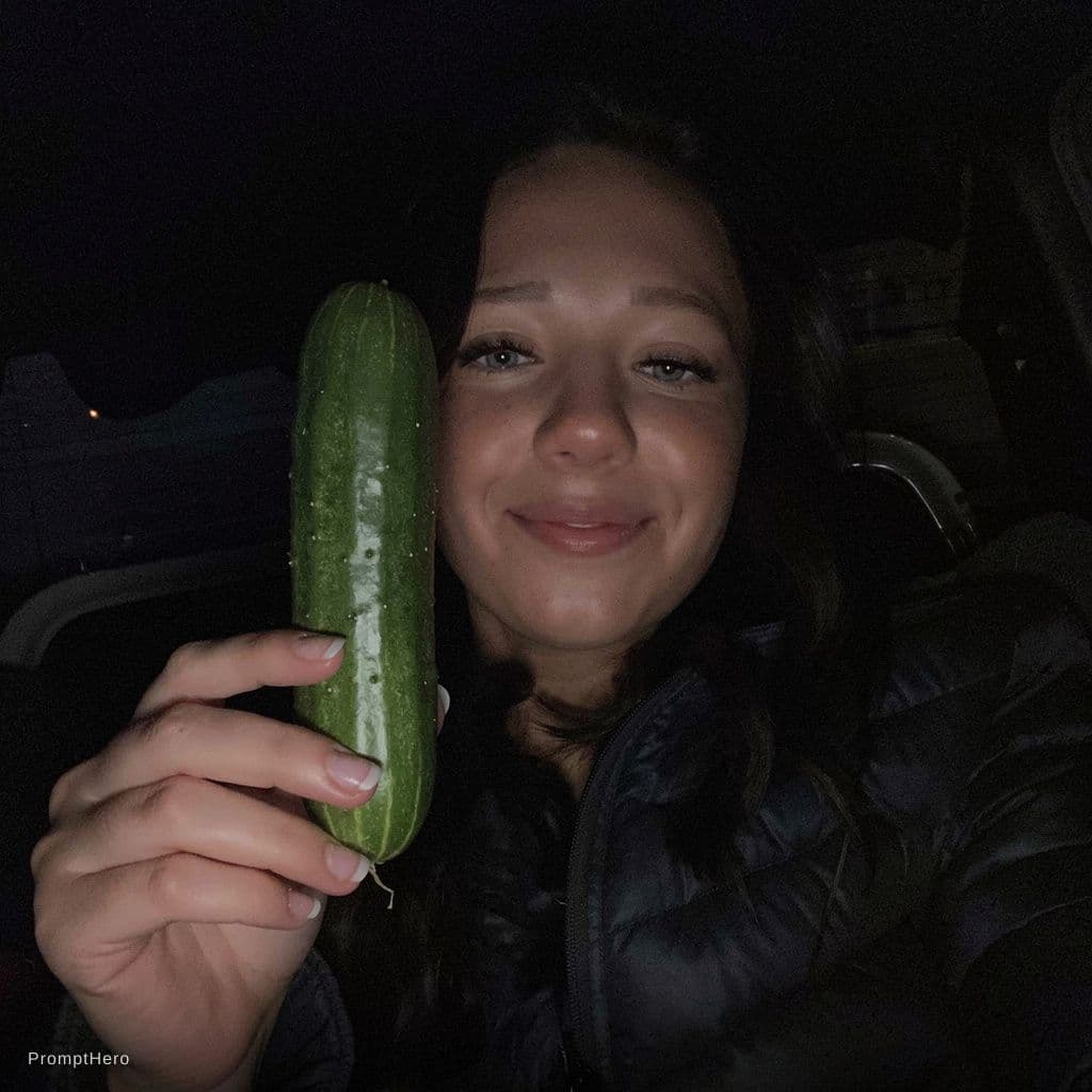 AI generated: sucking a cucumber very deep