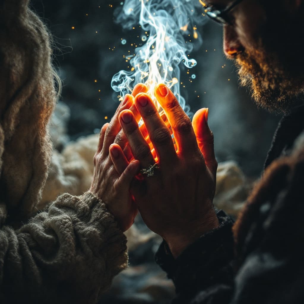 AI generated: prayer hands on neck