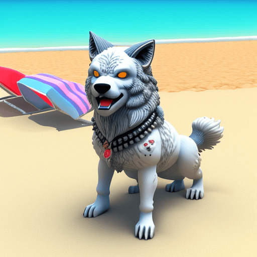AI generated: Lobo en la playa  3d
