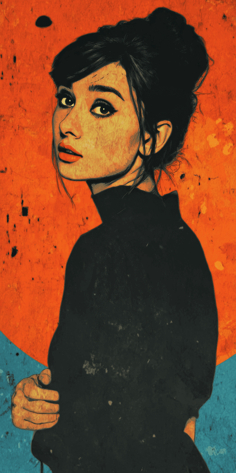 AI generated: Audrey Hepburn, in the style of Andy Warhol, simple background --ar 1:2 --sref 2202695128 --profile ...