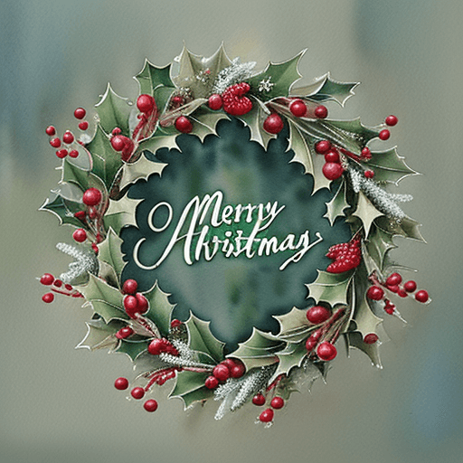 AI generated: Watercolor Elegant Berries and Greenery Wreath Christmas Holiday Card such as  ‘Merry Christmas to y...