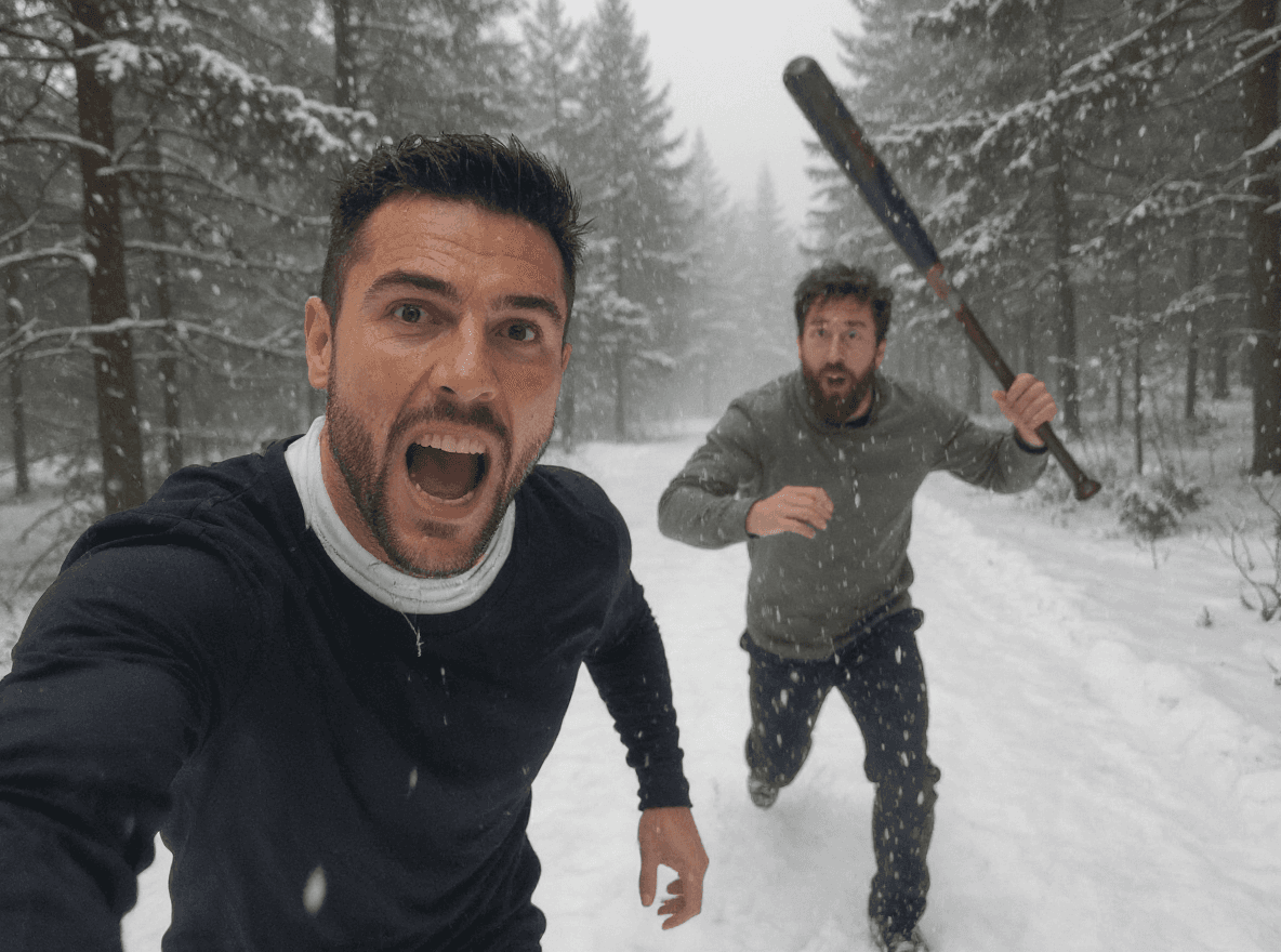 AI generated: A hyper-realistic action selfie scene from Cristiano Ronaldo’s POV as he and Lionel Messi are runnin...