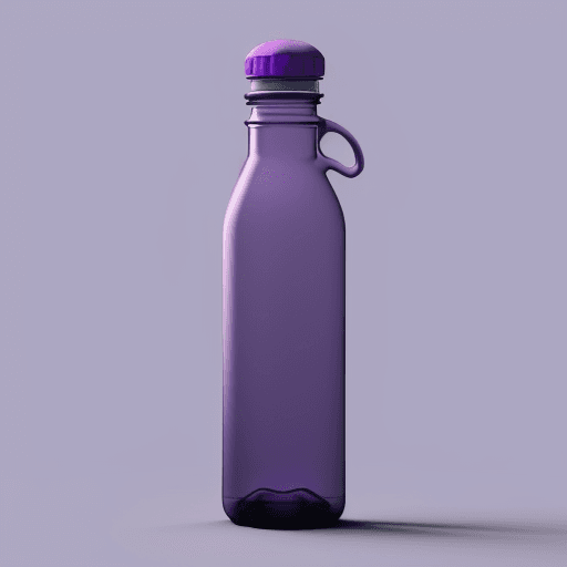 AI generated: A flat vector stock illustration of a blue water bottle with a purple cap and varying shades of purp...