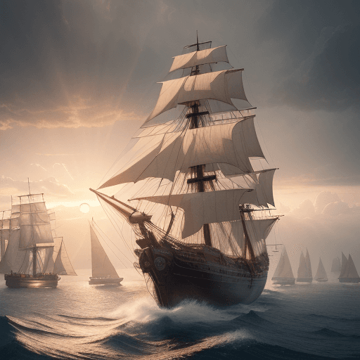 AI generated: Photo of a ultra realistic sailing ship, dramatic light, pale sunrise, cinematic lighting, battered,...