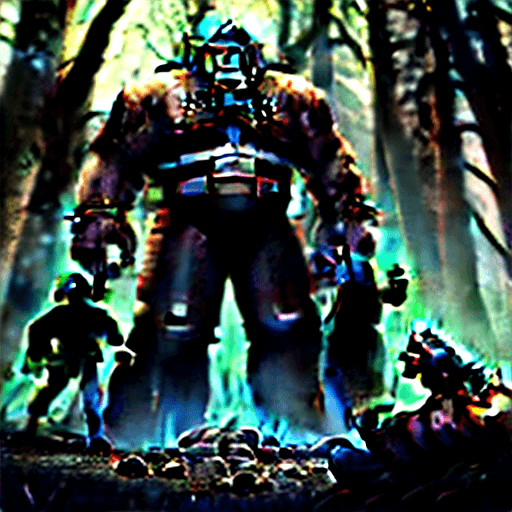 AI generated: A dark and gritty fantasy horror photo, A worms-eye view zoomed even closer directly under foot of a...