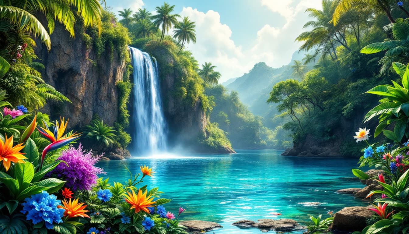 AI generated: photo realistic close up shot depicting a breathtaking blue lagoon with a vibrant and colorful style...