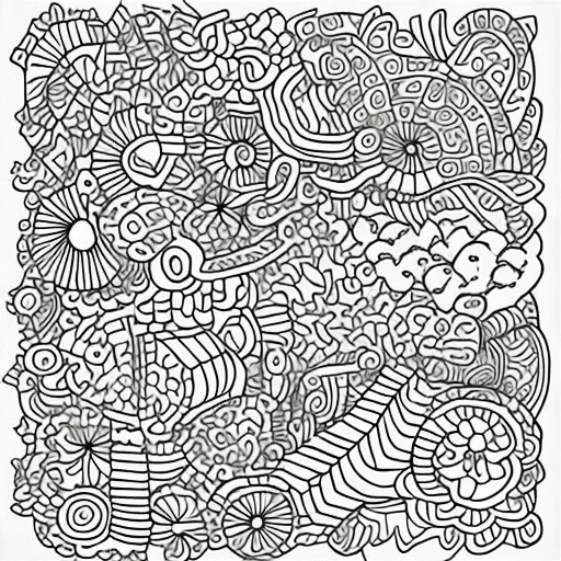 AI generated: doodle page for coloring book, black and white, black outlines