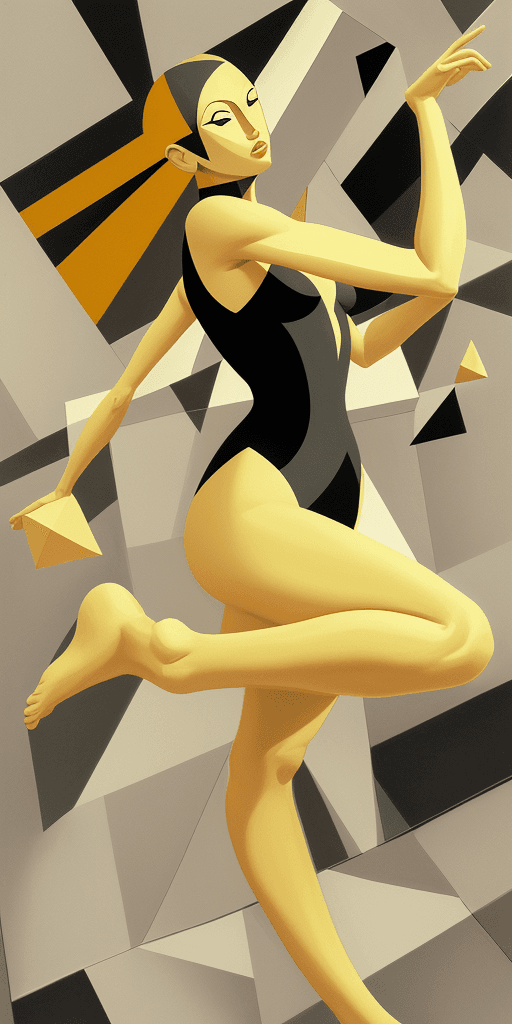 AI generated: (16k4d art rfktrstyle Half a pound of tuppenny rice), Cubist Angles, (Dynamic Pose)