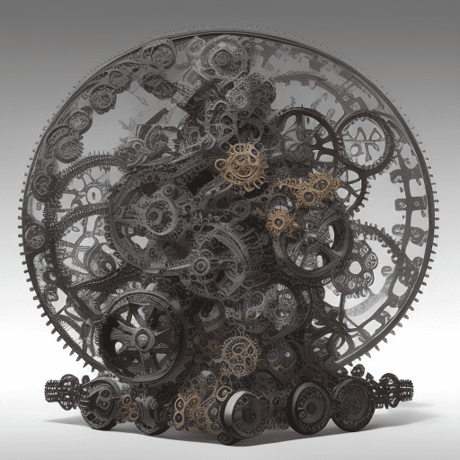 AI generated: Automobile inspired structure , meticulously crafted from intricate gears, cogs, and mechanical part...