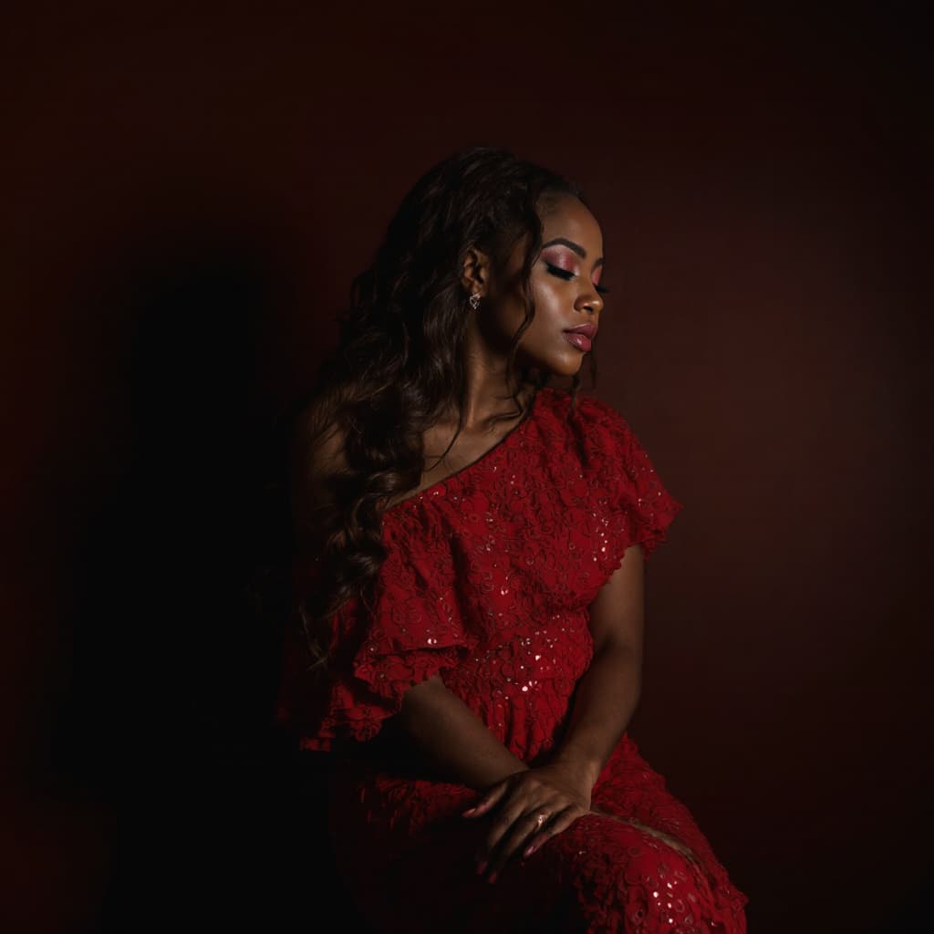 AI generated: woman in a red dress 
