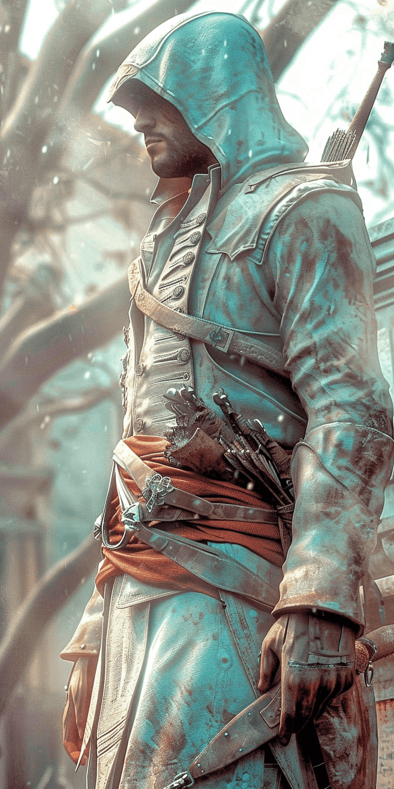 AI generated: highly detailed illustration, Assassins Creed, in the style of Playstation, photorealistic, game des...
