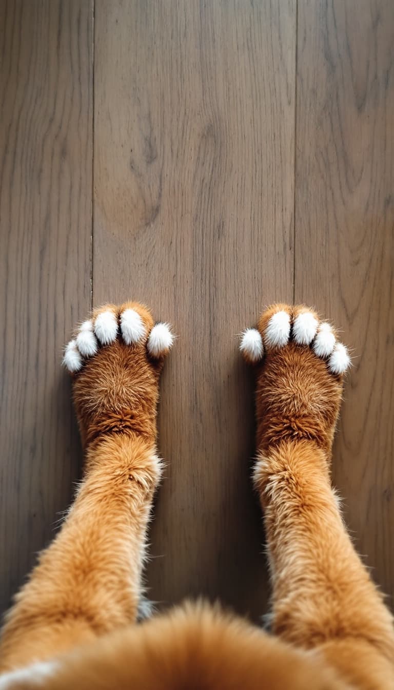 AI generated: POV first-person, I am a dog standing on all fours, looking down at my front paws on the ground.

My...
