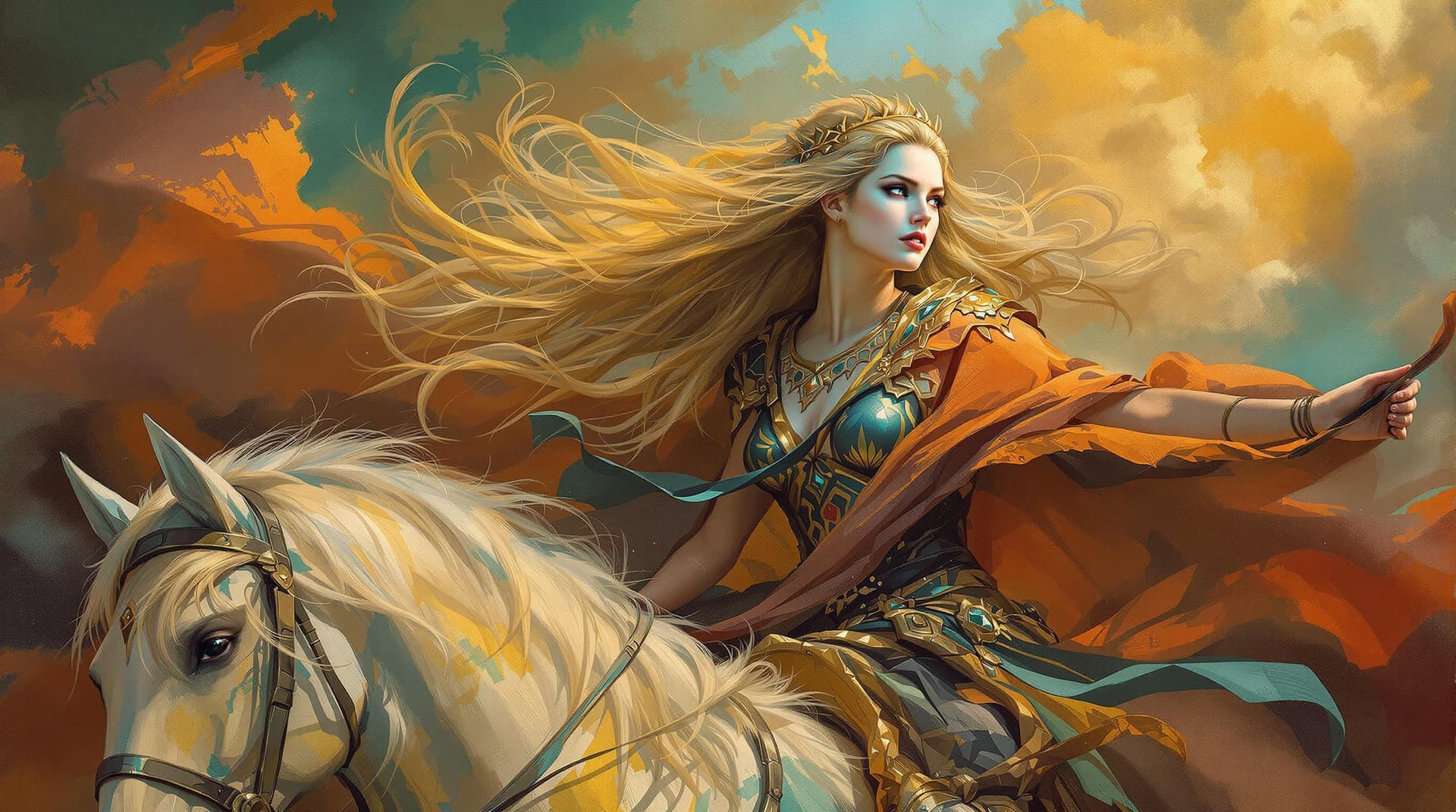 AI generated:  A grand epic scene in a classic oil painting style, 
 hyper realistic depicting the ride of the val...