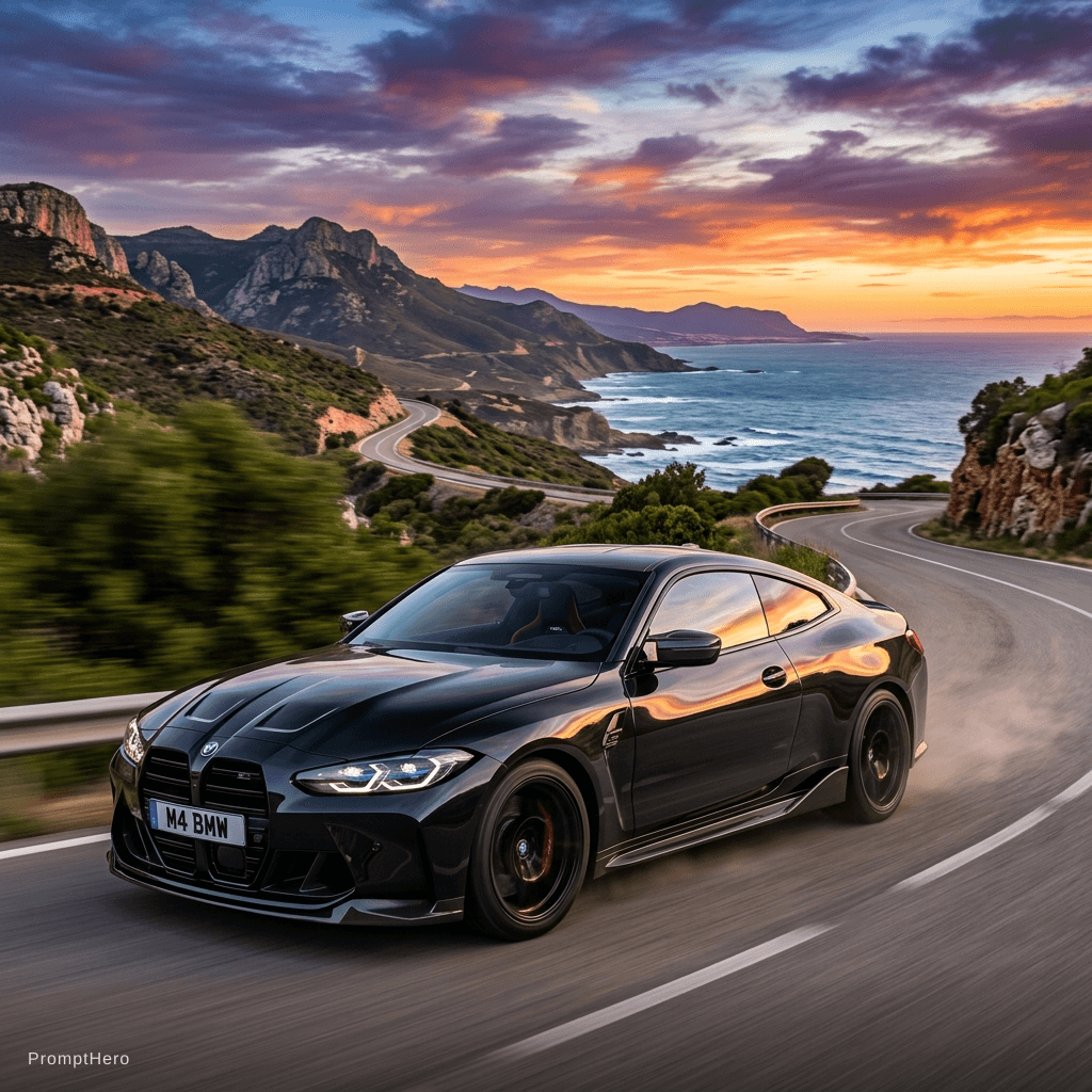 AI generated: BMW M4 car in black colour 