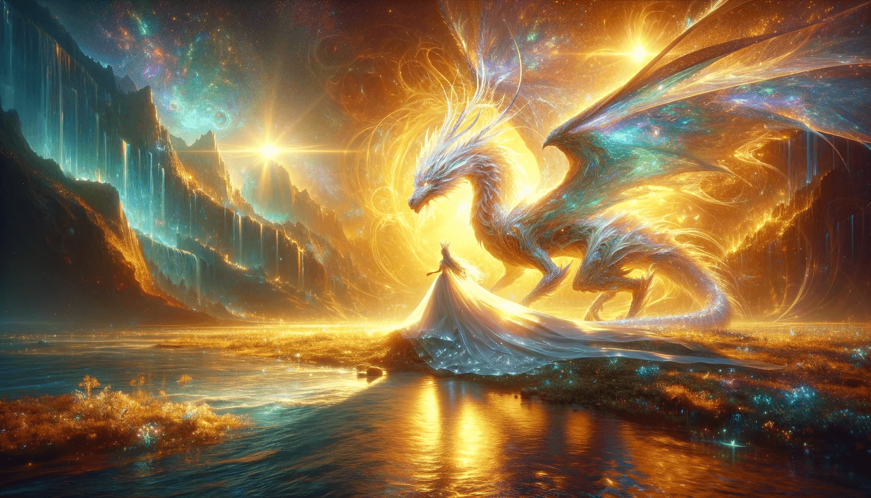 AI generated: Envision a hyper-maximalist, cinematic painting that embodies the theme of 'light', featuring a drag...