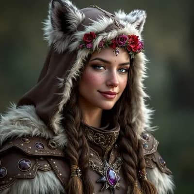 AI generated video: female gnome druid transforming into a polar bear