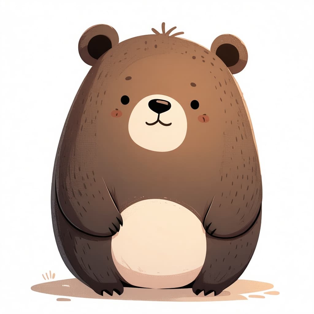 AI generated: Cute minimalist bear character, in the style of miho hirano,
big round chubby body,
short rounded ea...