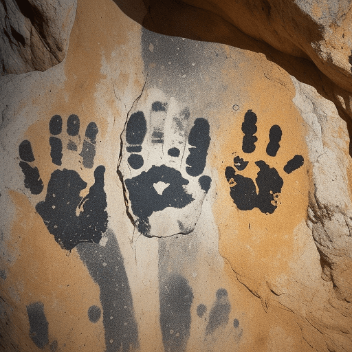 AI generated:  dream**Rock paintings**: On the walls there are numerous handprints, similar to those found in anci...
