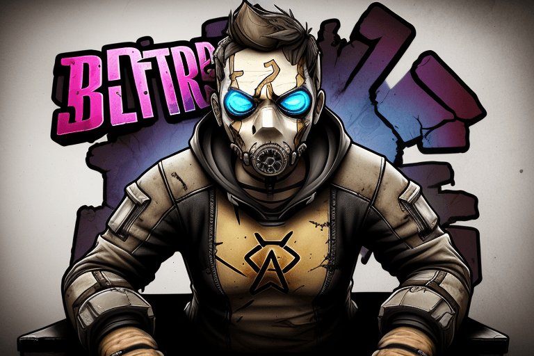 AI generated: Borderlands Boss style introduction for photoshop background