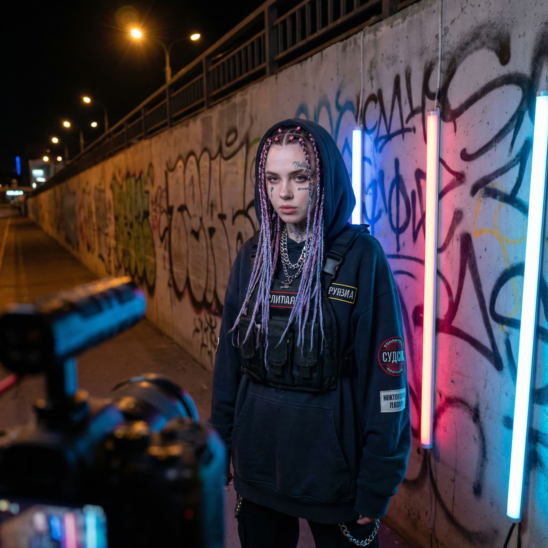 AI generated: beautiful russian trapmetal rapper girl posing for a photoshoot It is a high resolution photography,...