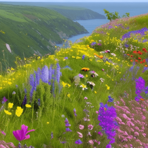 AI generated: wild flower garden on a cliff edge