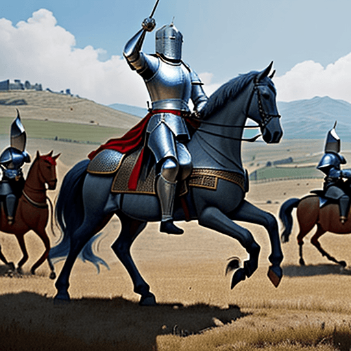 AI generated: Photo of an ultra-realistic knight from the year 1402 on horseback. Capture Stefan Lazarevich, the S...