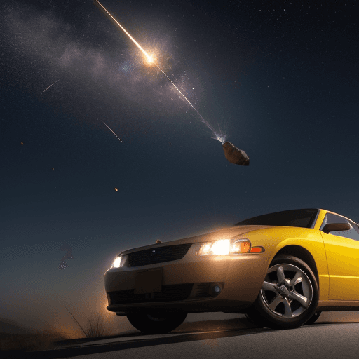 AI generated: a meteor falling on car 