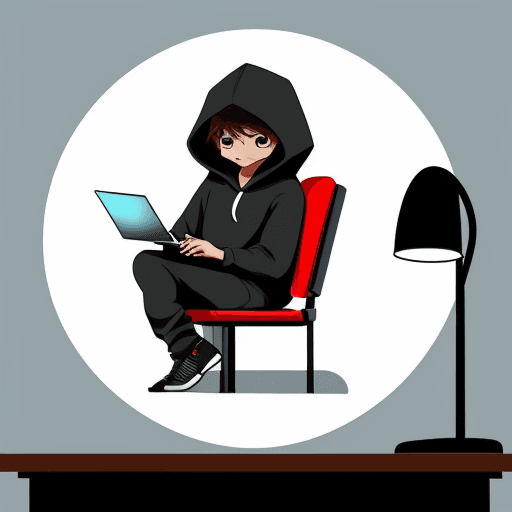 AI generated: Create character with hoodie , sitting on chair at desk in a dimly lit room, looking at pc screen, s...