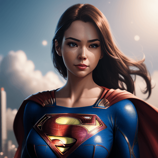 AI generated: a close up of a woman in a superman costume posing for a picture, superhero portrait, supergirl, 8k ...